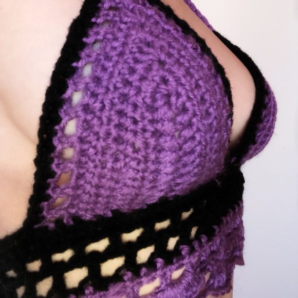 Purple and Black Crochet Bralette - Picture 3 of 4